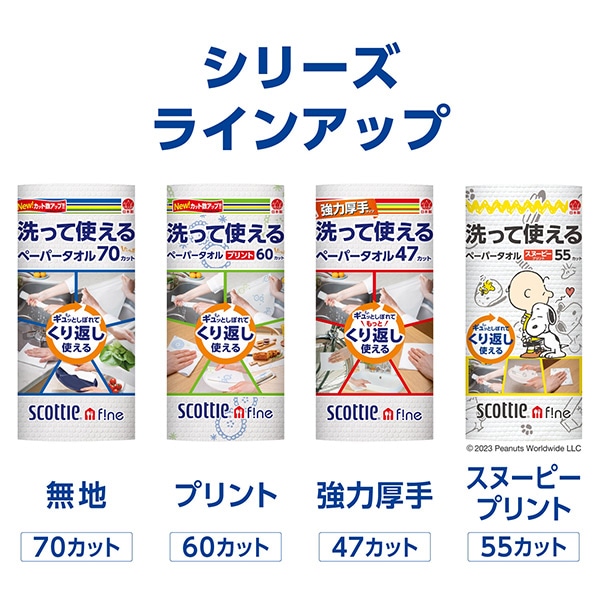 スコッティ ファイン 洗って使えるペーパータオル強力厚手 47カット 1ロール 日本製 日本製紙クレシア ※最低購入個数4個以上