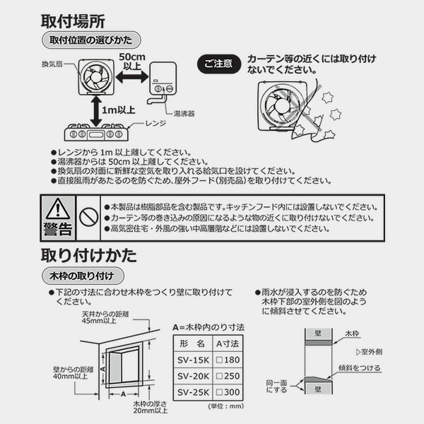 【10％オフクーポン対象】換気扇 一般換気扇 羽根径20cm SV-20K ホワイト 日本電興