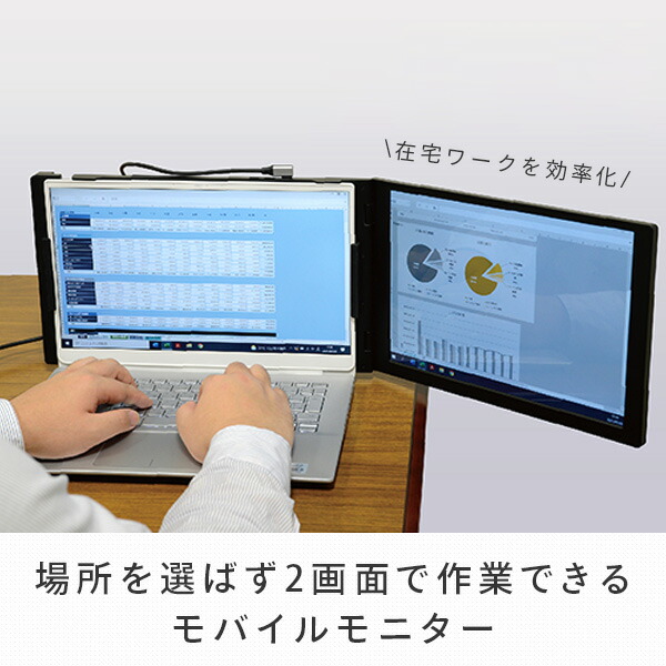 13インチモバイルモニター KZ-13MT ブラック サブモニター 拡張モニター コンパクト 背面モニター 持ち運び スタンド装備 ケンコー KENKO