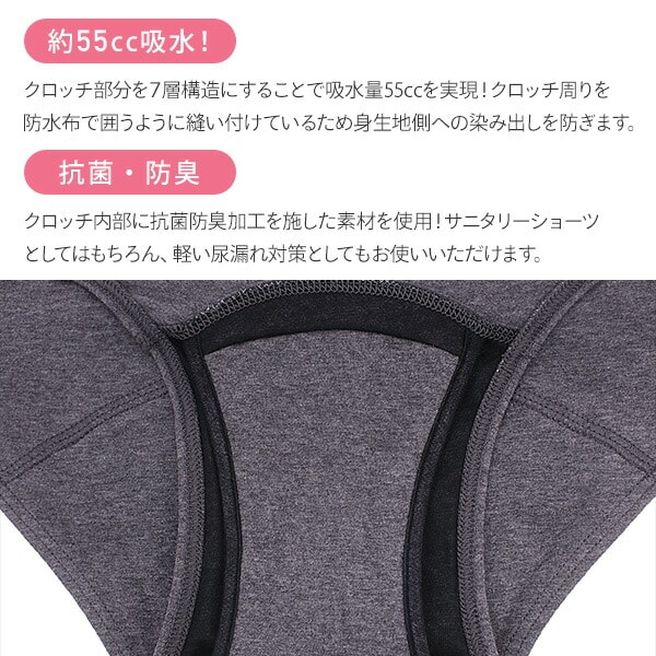 ナチュラムーン オーガニックコットン 吸水ショーツ チャコールグレー 日本製 ナチュラムーン NaturaMoon
