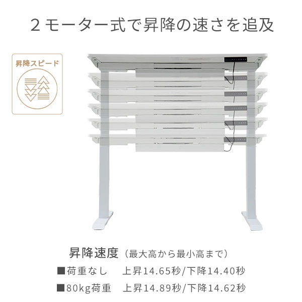 電動 昇降デスク メモリー機能付き 簡単操作 幅100 高さ71-117 | 山善