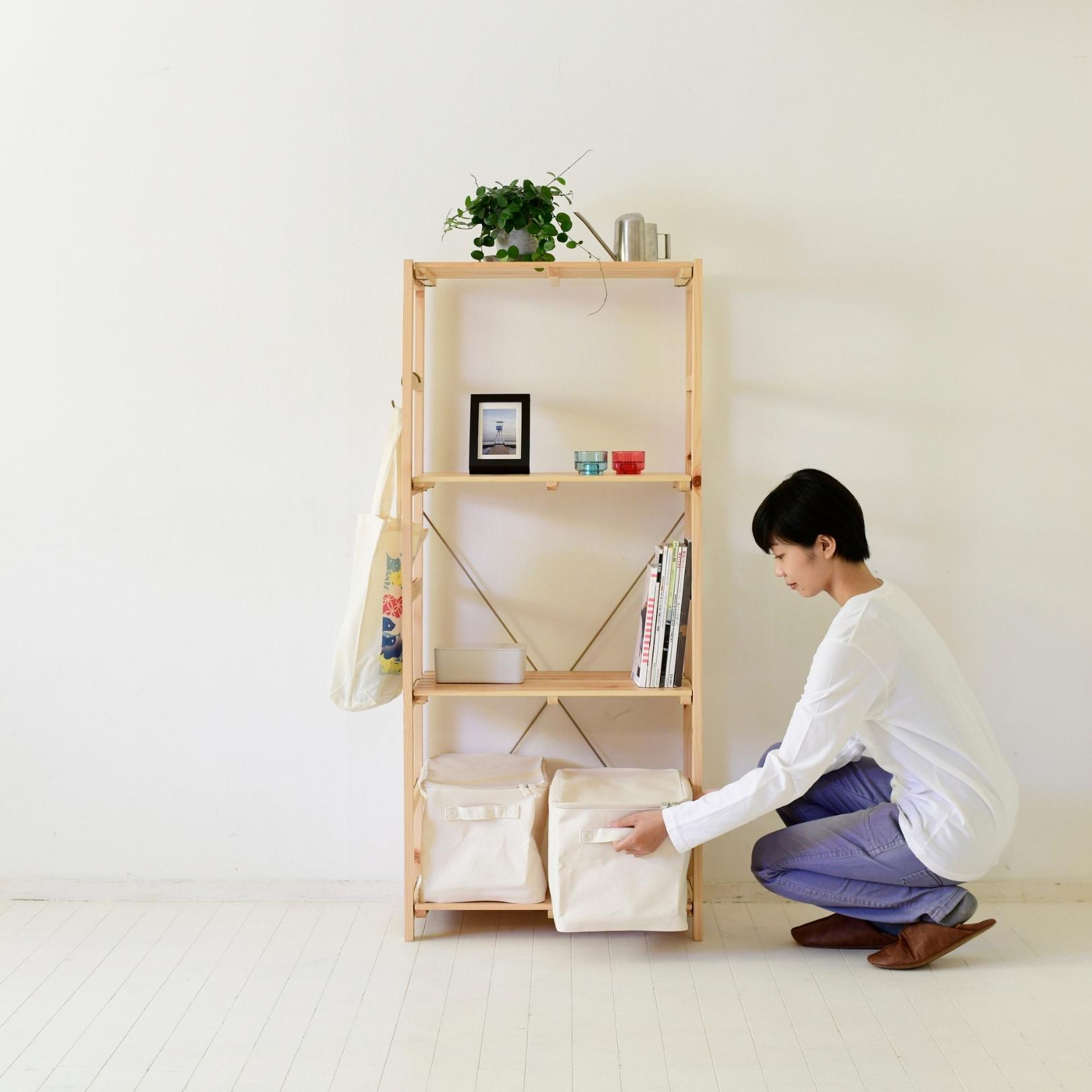 パイン材 シェルフ ウッドラック 幅59.5 奥行40 高さ137cm 山善 YAMAZEN