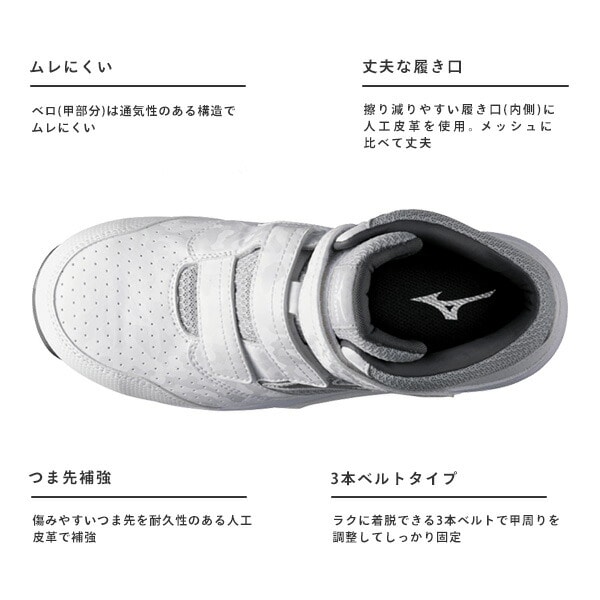 安全靴 オールマイティー ALMIGHTY LS2 21M ミッドカット 3本ベルトタイプ F1GA2200 ミズノ MIZUNO