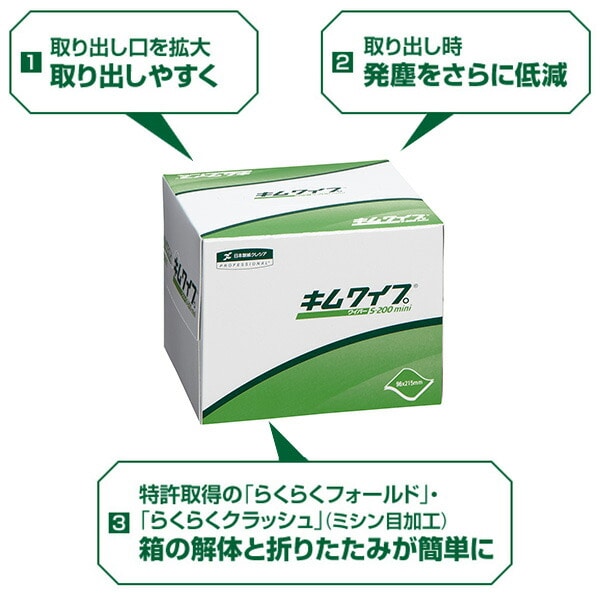 キムワイプ S-200 mini (200枚×72ボックス) 62015 日本製紙クレシア