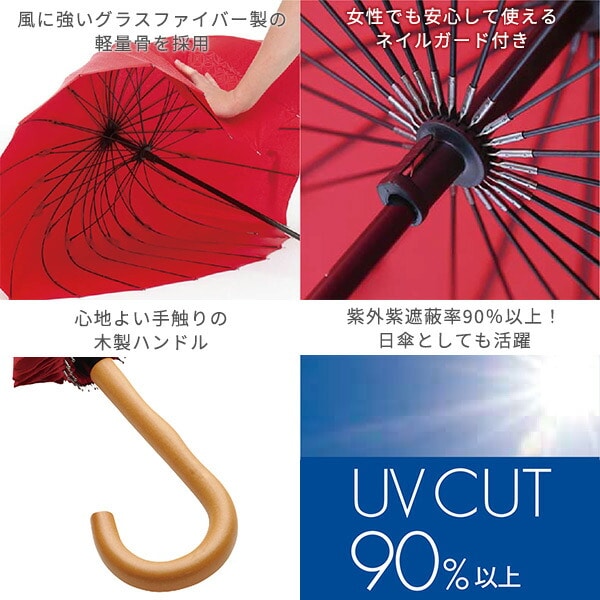 【10％オフクーポン対象】長傘 24本骨傘 60cm 超軽量 江戸 マブ mabu/SMV JAPAN