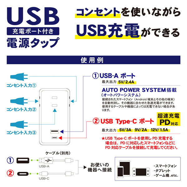 【10％オフクーポン対象】PDスマートタップ30W 電源タップ TPD1-WT ホワイト トップランド