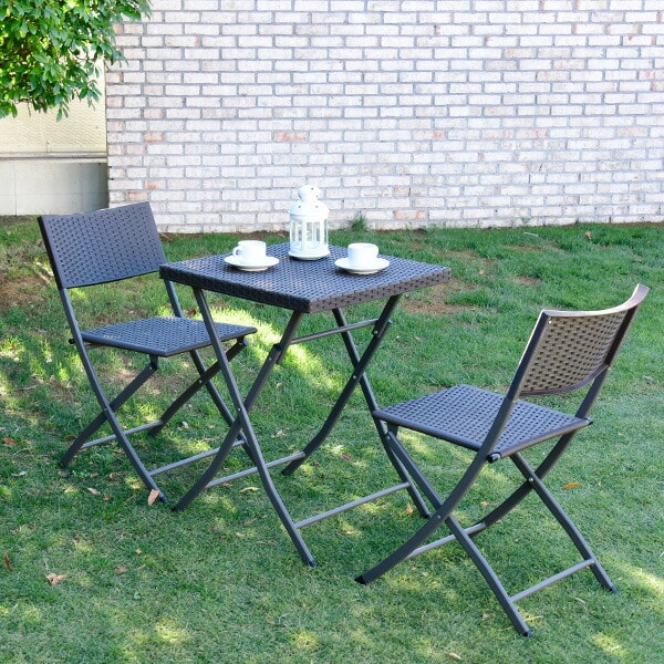 ガーデン テーブル セット コンパクト 3点 ラタン調 NWF-3(DBR) | 山善 