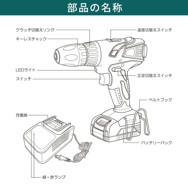 充電式ドライバードリル LEDライト ブローケース付 DCDD-1415 ブラック 新興製作所【10％オフクーポン対象】