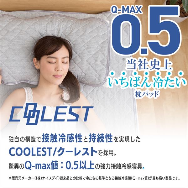 【10％オフクーポン対象】枕パッド 接触冷感 Q-MAX0.5 ナイスデイ NICEDAY