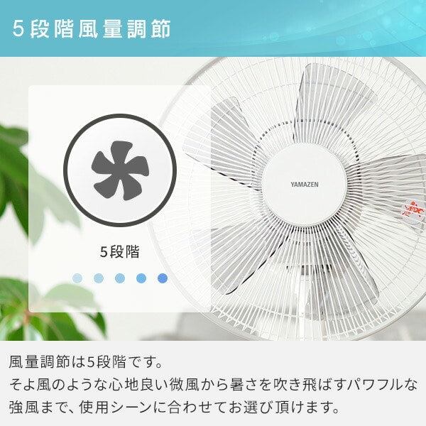 扇風機 DCモーター リビング 3D立体首振り 風量5段階 フルリモコンYLRX-BKD305 ホワイト山善 YAMAZEN