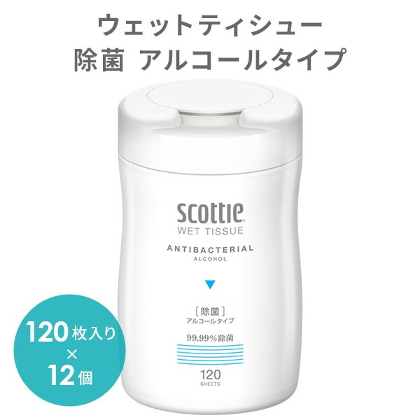 スコッティ ウェットティッシュ 120枚入り×12個 アルコール・除菌 日本製紙クレシア