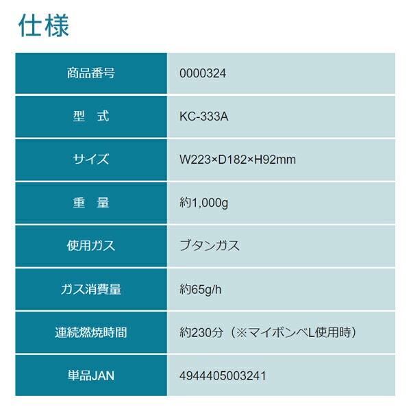 カセットコンロ マイコンロ・ティノ KC-333A(BK) ニチネン