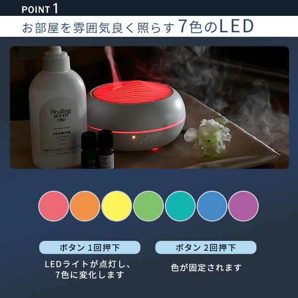 アロマディフューザー 超音波式 LED タイマー機能 (容量250ml) LDX-057(M) 山善 YAMAZEN ヒーリングセント