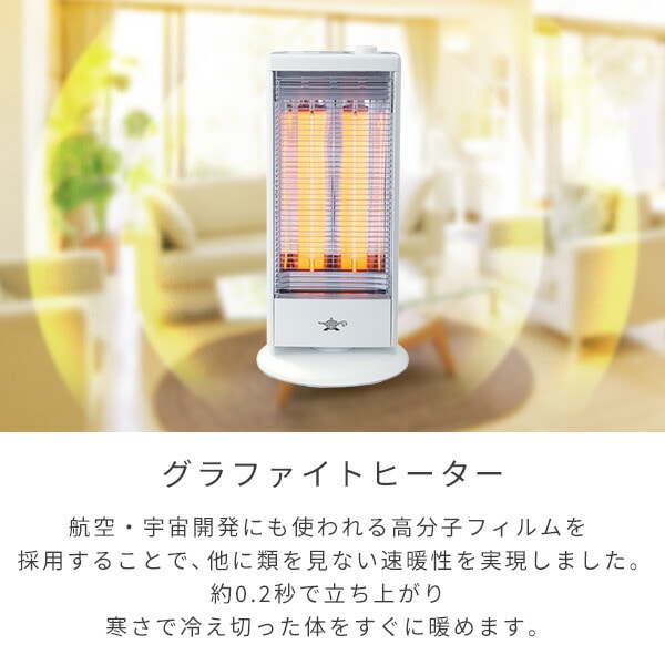 【10％オフクーポン対象】グラファイトヒーター 遠赤外線 手動首振り機能付き 速暖 (250W/500W/750W/1000W) AEH-G100C アラジン Aladdin