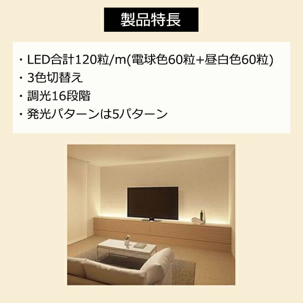 インテリアテープライト LED 3色調色 60W形相当 スターターキット 1m リモコン付き 6123121 アクティ ACTY