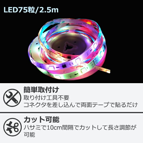インテリアテープライト LED サウンドストリーム(流れ型)スターターキット 2.5m リモコン付き 6123251 レインボー アクティ ACTY【10％オフクーポン対象】