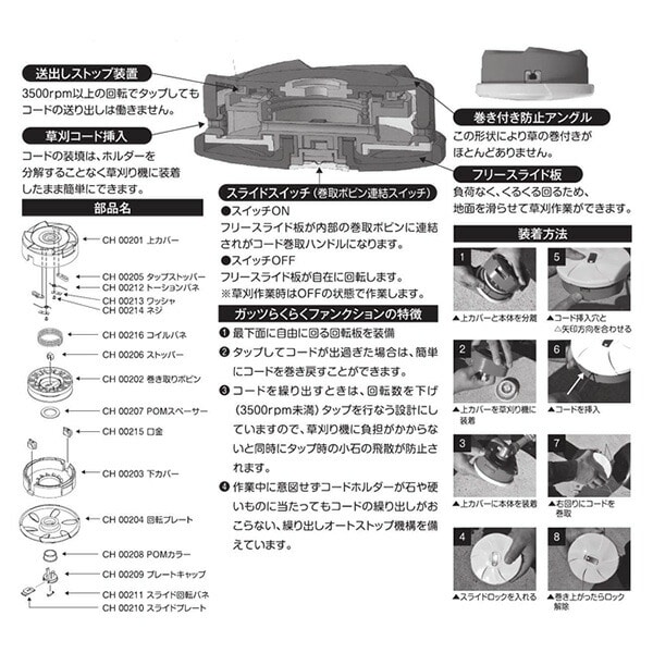 タップ式草刈コードホルダー ガッツ らくらくファンクションZ YG-03 山善 YAMAZEN