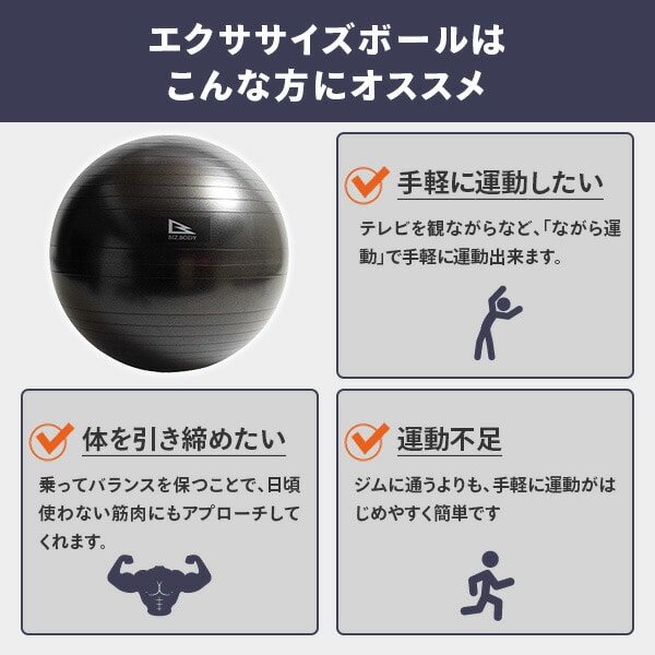 エクササイズボール 75cm 空気入れ 運動マニュアル付き 適応身長 約170cm以上 WBN075 アルインコ ALINCO