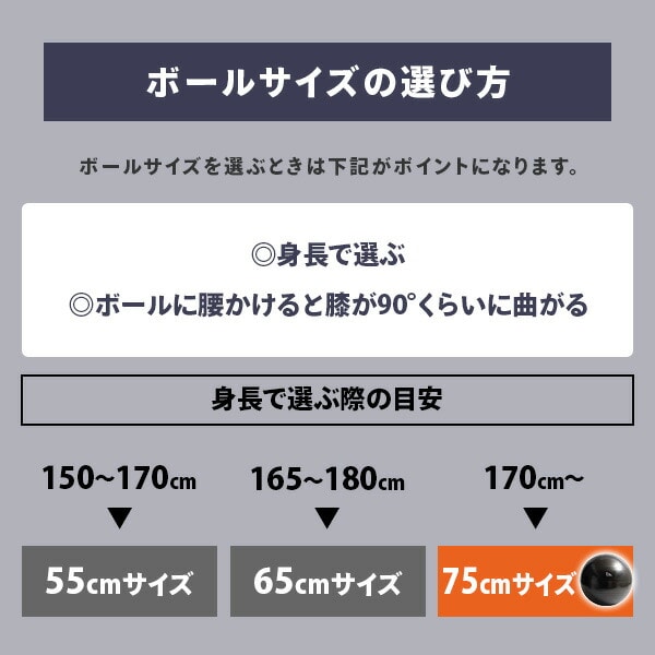 エクササイズボール 75cm 空気入れ 運動マニュアル付き 適応身長 約170cm以上 WBN075 アルインコ ALINCO