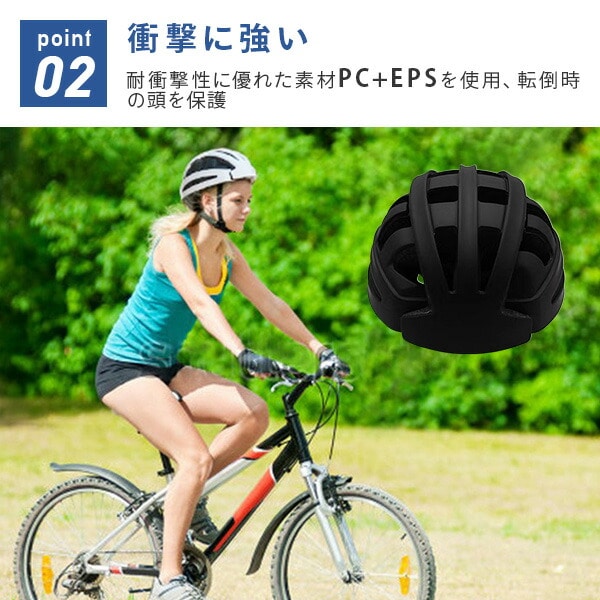 SGS認証 自転車 折りたたみヘルメット ライト付き (適応頭囲 56-61cm