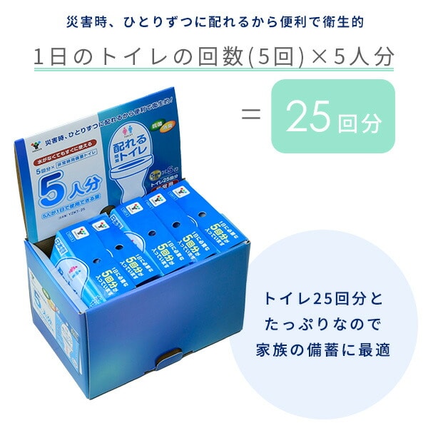 【10％オフクーポン対象】配れるトイレ 5回×5人分セット 非常用 水がなくてもすぐに使える YZKT-25 山善 YAMAZEN