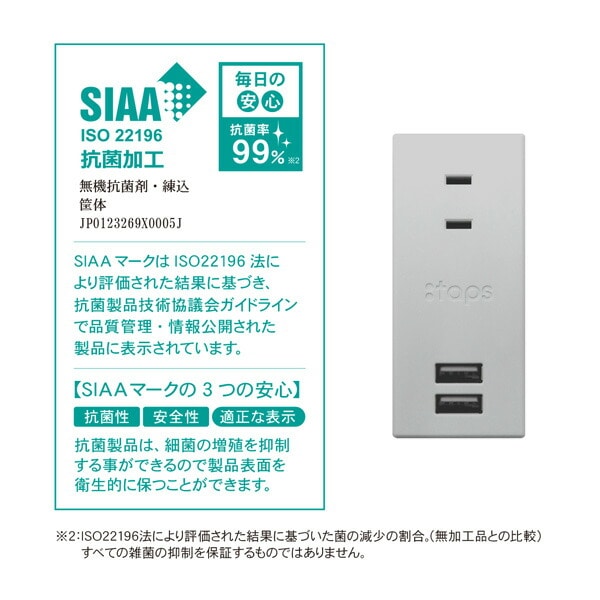 【10％オフクーポン対象】USB付き電源タップ 雷ガード付き スイングプラグ 抗菌 3個口 最大出力3.4A STPP500-GR トップランド TOPLAND