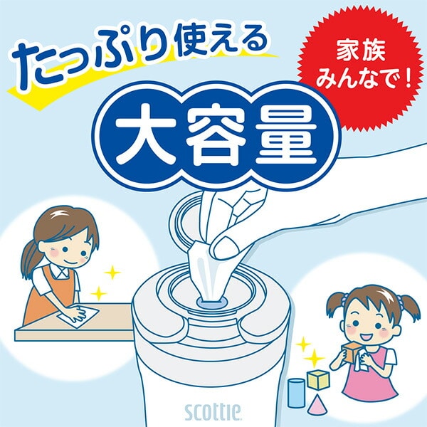 スコッティ ウェットティッシュ 除菌 アルコール つめかえ用 120枚入×8パック 日本製紙クレシア