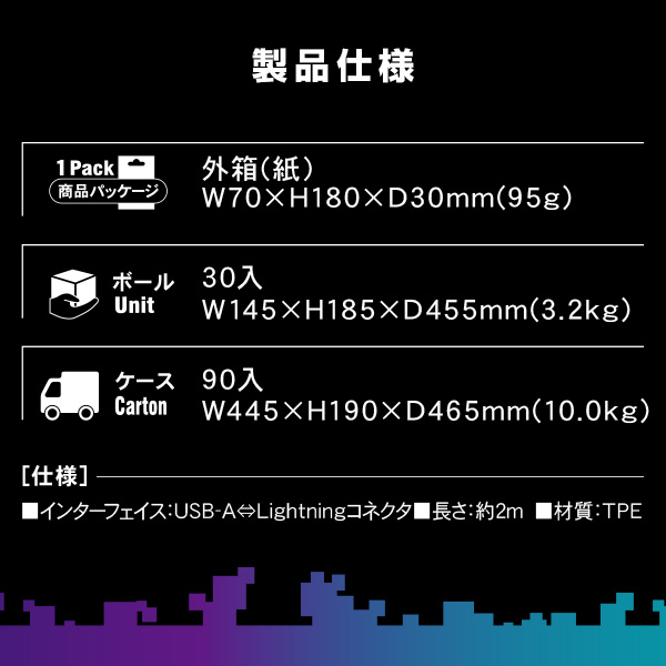 ライトニング ゲーミングケーブル コネクタ変形可能 2mタイプ Mfi認証品 CHLG20-RD トップランド TOPLAND