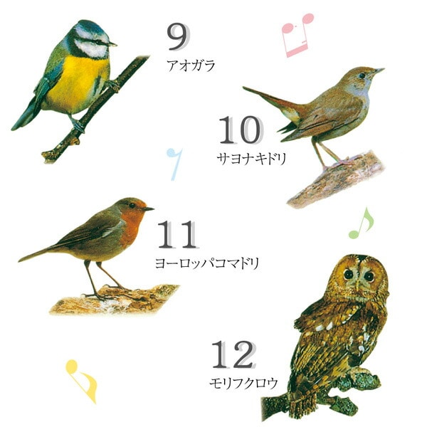 【10％オフクーポン対象】野鳥の電波壁掛け時計 12種類の野鳥のさえずり 日本標準 電波 自動受信 HO-20251 マリン商事