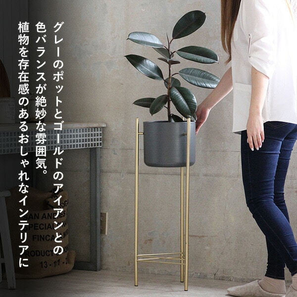 未使用品 カットガラス ボウル アイアンスタンド付き 置物 大きめ 販売終了】ゴールドアイアンスタンド付きポット Lサイズ