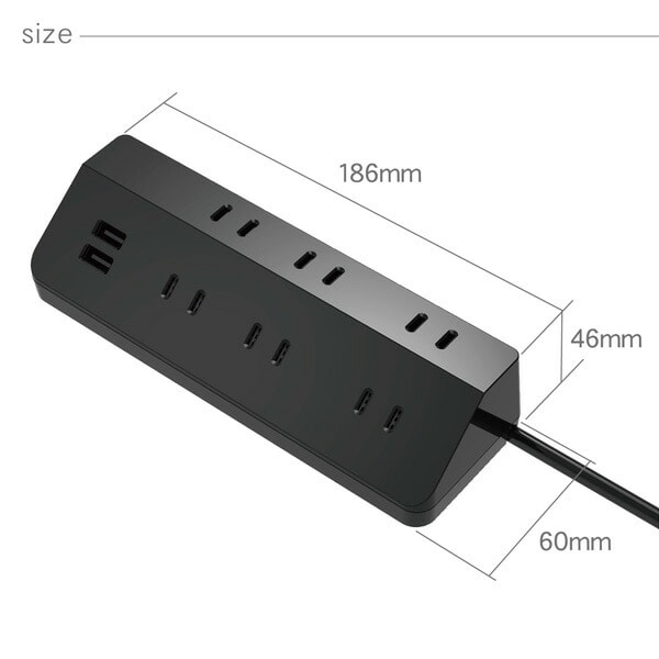 【10％オフクーポン対象】延長コード USB付き電源タップ 6個口タップ 急速充電 最大出力2.4A仕様 TPL615-BK トップランド TOPLAND