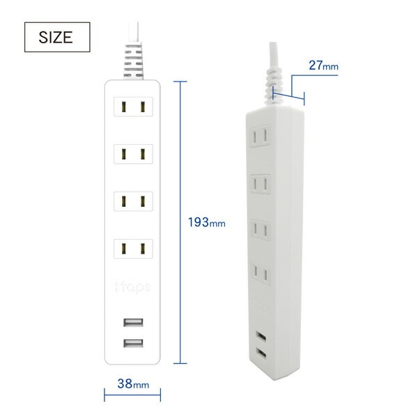 【10％オフクーポン対象】延長コード USB付き電源タップ 抗菌仕様 4個口タップ ケーブル1m 最大出力2.4A仕様 STPA410-WT トップランド TOPLAND