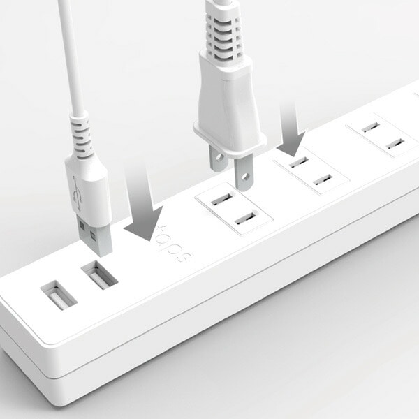 延長コード USB付き電源タップ 抗菌仕様 4個口タップ ケーブル1m 最大出力2.4A仕様 STPA410-WT トップランド TOPLAND