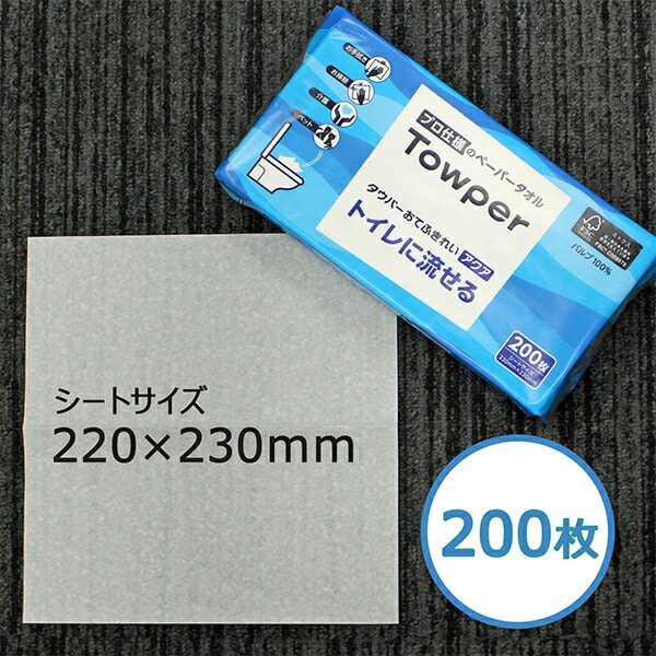 【10％オフクーポン対象】Towper タウパー ペーパータオル プロ仕様 おてふきれい アクア トイレに流せる200枚×35パック 日本製紙クレシア