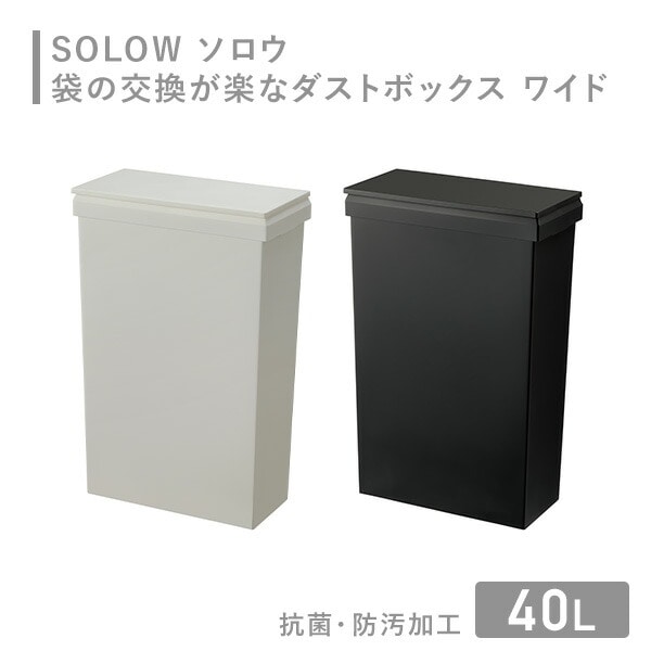【10％オフクーポン対象】SOLOW ソロウ ゴミ箱 袋の交換が楽なダストボックス ワイド 40L GSLW016/GSLW017 リス RISU