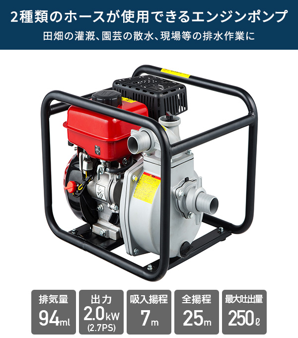 エンジンポンプ 4サイクル 1インチ/1.5インチ兼用 最大吐出量250L EWP-15D ナカトミ NAKATOMI ドリームパワー