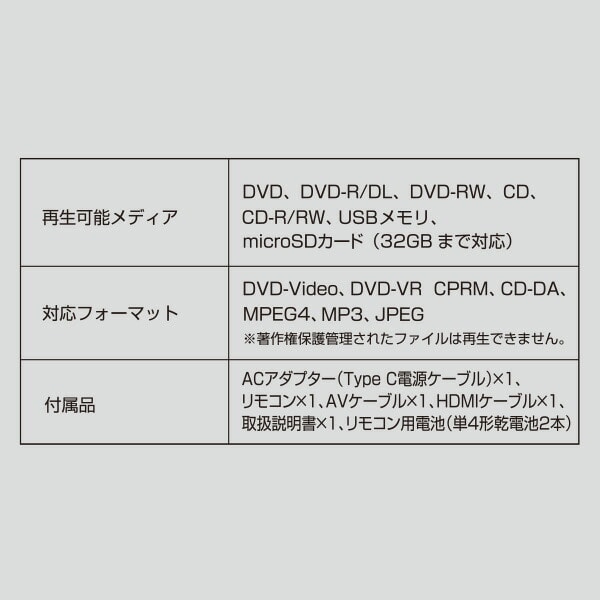 【10％オフクーポン対象】DVDプレーヤー コンパクト CPRM対応 HDMI対応 再生専用 CDVP-MINI15HD(B) ブラック 山善 YAMAZEN キュリオム Qriom