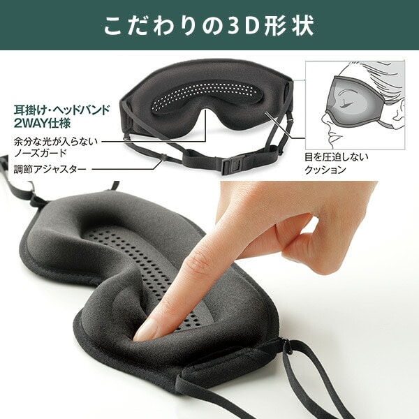 ピンホール3Dアイマスク 目元ケア 快眠マスク フリーサイズ ブラック メイダイ
