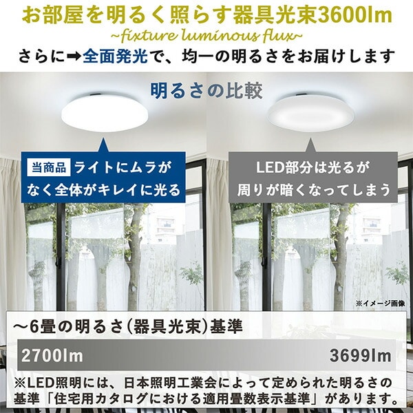 【10％オフクーポン対象】LEDシーリングライト 6畳 調光 リモコン付き LC-G06 ホワイト 山善 YAMAZEN