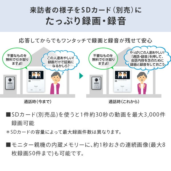 【10％オフクーポン対象】テレビドアホン 音声応答 録画機能付き 3.5型カラー液晶ディスプレイ VL-SZ35KF パナソニック Panasonic