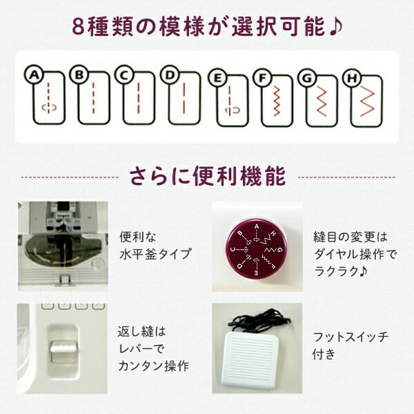 コンパクト電動ミシン フットコントローラー式 キャンディ Candy JM-59 ジャノメ JANOME