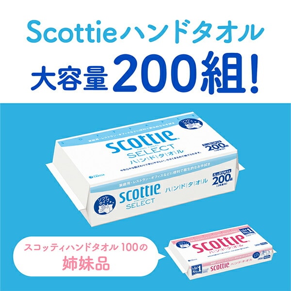 スコッティ セレクト ハンドタオル 大容量 400枚(200組) 3コパック×10パック(30コ) 37754 日本製紙クレシア