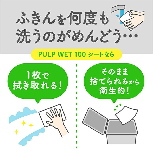 【10％オフクーポン対象】スコッティ ウェットティッシュ 100枚入 除菌 アルコールタイプ PULP WET 100 3コパック×6パック(18コ) 77071 日本製紙クレシア