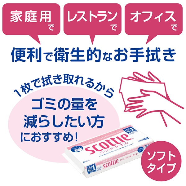 【10％オフクーポン対象】スコッティ ハンドタオル 200枚(100組)×60パック 日本製紙クレシア