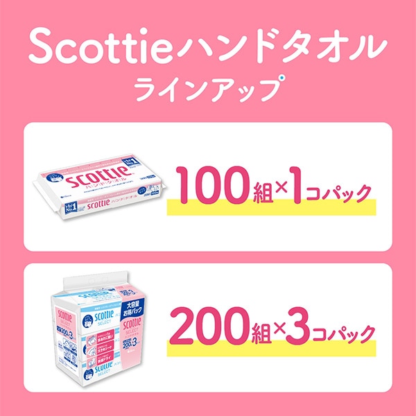 【10％オフクーポン対象】スコッティ ハンドタオル 200枚(100組)×60パック 日本製紙クレシア