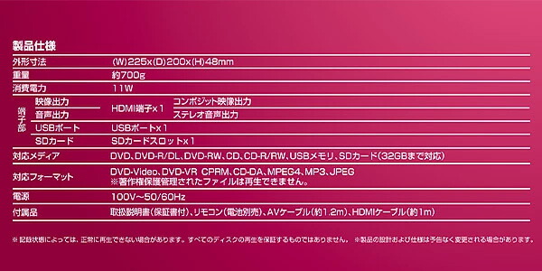 DVDプレーヤー コンパクト CPRM対応 再生専用 CDVP-N31 / CDVP-42HD / CDVP-MINI15HD 山善 YAMAZEN キュリオム Qriom