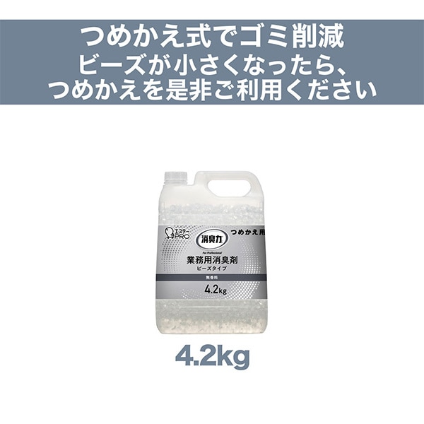 【10％オフクーポン対象】消臭力 業務用 ビーズタイプ 特大 本体 1.8kg (無香料・エアリーソープ) エステーPRO