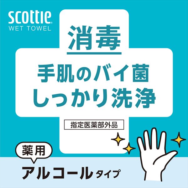 スコッティ ウェットティッシュ 消毒 アルコールタイプ 指定医薬部外品 30枚×24パック  日本製紙クレシア