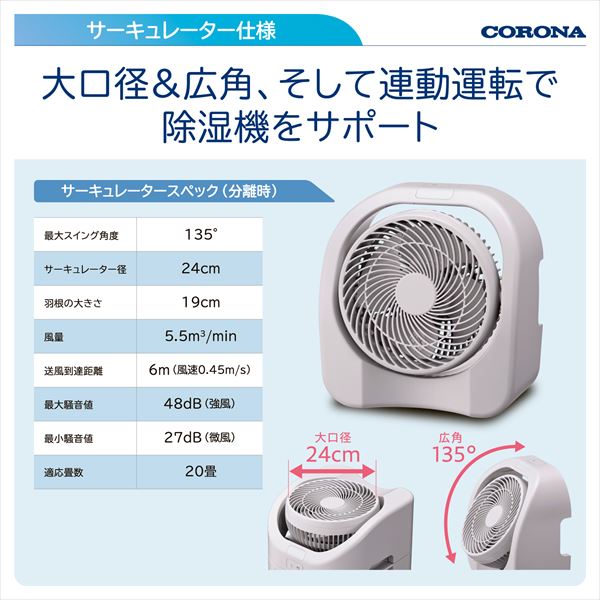 【10％オフクーポン対象】衣類乾燥除湿機 サーキュレーター連動 コンプレッサー式 3.6L 自動運転 CDSC-H80XA(C) グレージュ 日本製 コロナ CORONA