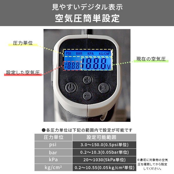 【10％オフクーポン対象】電動空気入れ 18V 充電式 最高圧力1033kPa 1.5Ah/2.5Ah YBK-180 18V共通バッテリーシリーズ 山善 YAMAZEN